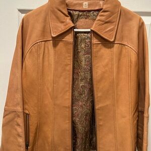 Wilson Tan Leather Jacket with Paisley Interior
